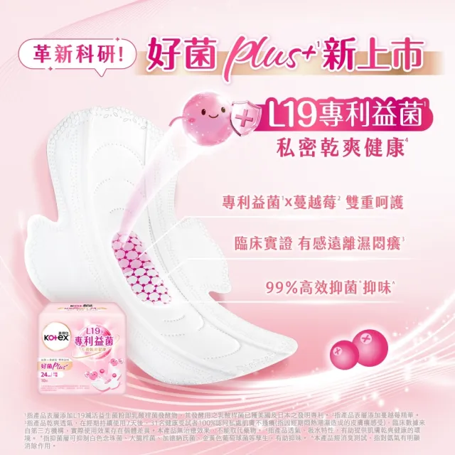 【Kotex 靠得住】好菌Plus+24cm 20片*7串