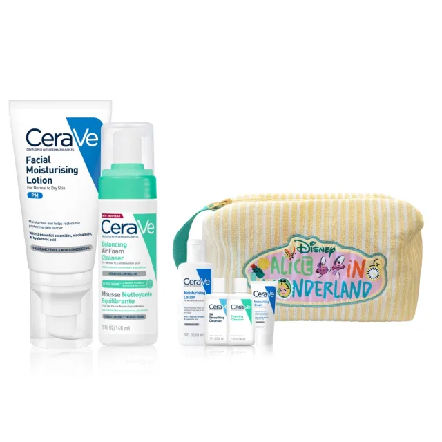 【CeraVe 適樂膚】momo獨家!超品日限定★迪士尼愛麗絲系列 臉部清潔修護禮盒(油水雙衡潔顏慕絲+超級修護乳)