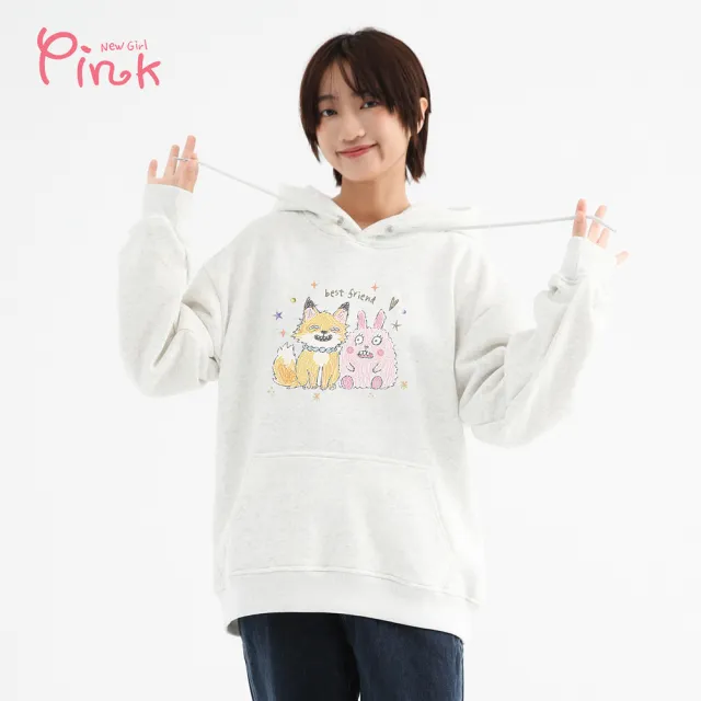 【PINK NEW GIRL】今天也是Best Friend 趣味帽T X7302PT