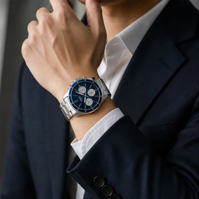 【CASIO 卡西歐】MTP-1374D-2A3  三眼賽車風格指針錶(時尚潮流 錶徑約4.35公分)