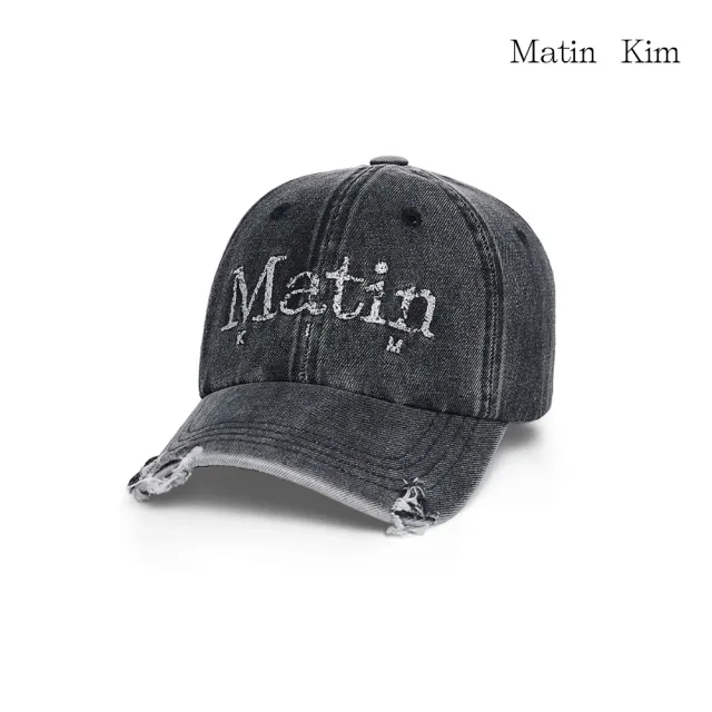 【MATIN KIM】官方旗艦 復古刷舊丹寧棒球帽(黑色)