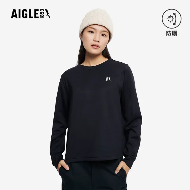 【AIGLE】女 抗UV涼感長袖T恤|AG-5A251A100 黑色(女裝 抗UV 防曬 涼感衣 女 T恤 長袖T恤)