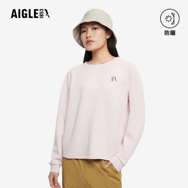 【AIGLE】女 抗UV涼感長袖T恤|AG-5A251A025 淡粉紅(女裝 抗UV 防曬 涼感衣 女 T恤 長袖T恤)