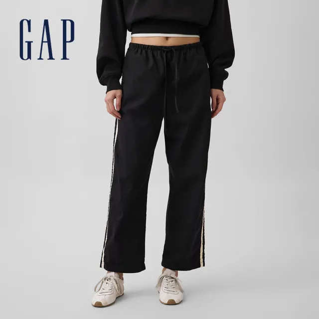 【GAP】女裝 有機棉條紋寬鬆長褲-多色任選(897338)