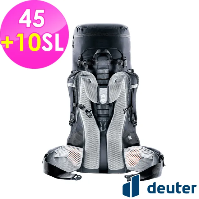 【deuter】AIRCONTACT LITE拔熱式透氣背包45+10SL(3340223黑/長途朝聖/徒步旅行/旅遊/戶外活動)