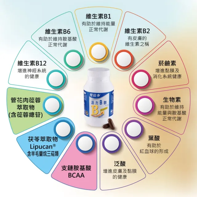 【YouBest 優倍多】活力B群軟膠囊3入(共270粒-高單位B群 胺基酸 管花肉蓯蓉 茯苓萃取物)