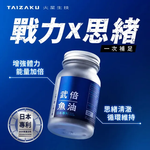 【TAIZAKU 火星生技】武倍魚油 2入組 60粒/盒(戰力提升x思緒清澈 精胺酸 瑪卡 鋅 BNN蕉護活性 男性保健)