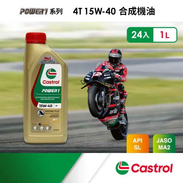 【CASTROL 嘉實多】Power 1 4T 15W-40 合成機油(1Lx24入組)
