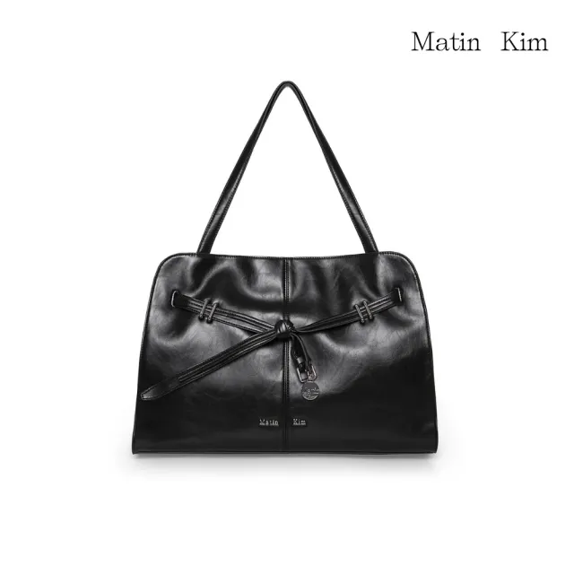 【MATIN KIM】官方旗艦 綁帶造型皮革大容量肩背包(多款任選)