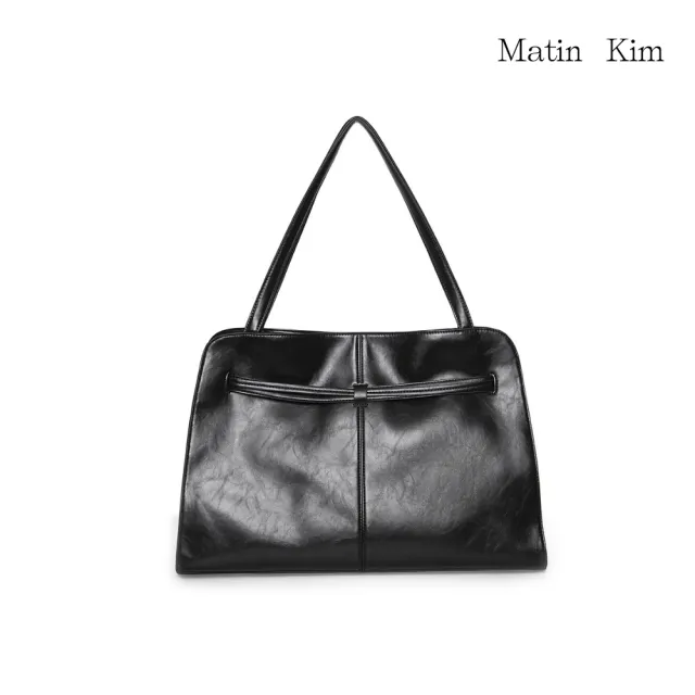 【MATIN KIM】官方旗艦 綁帶造型皮革大容量肩背包(多款任選)