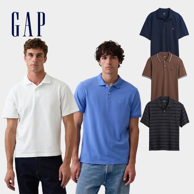 【GAP】男裝 夏季Gap Logo PK布短袖Polo衫-多色任選(586306)