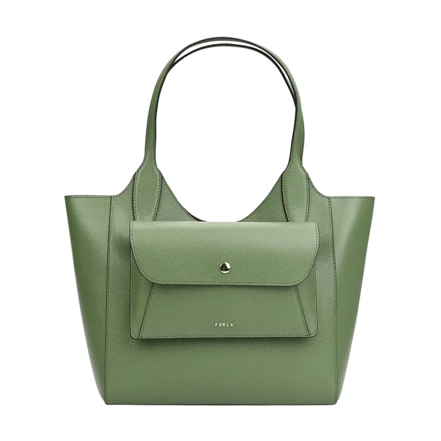 【FURLA 芙拉】FURLA精品小牛皮可拆外袋肩背托特包(中/綠)
