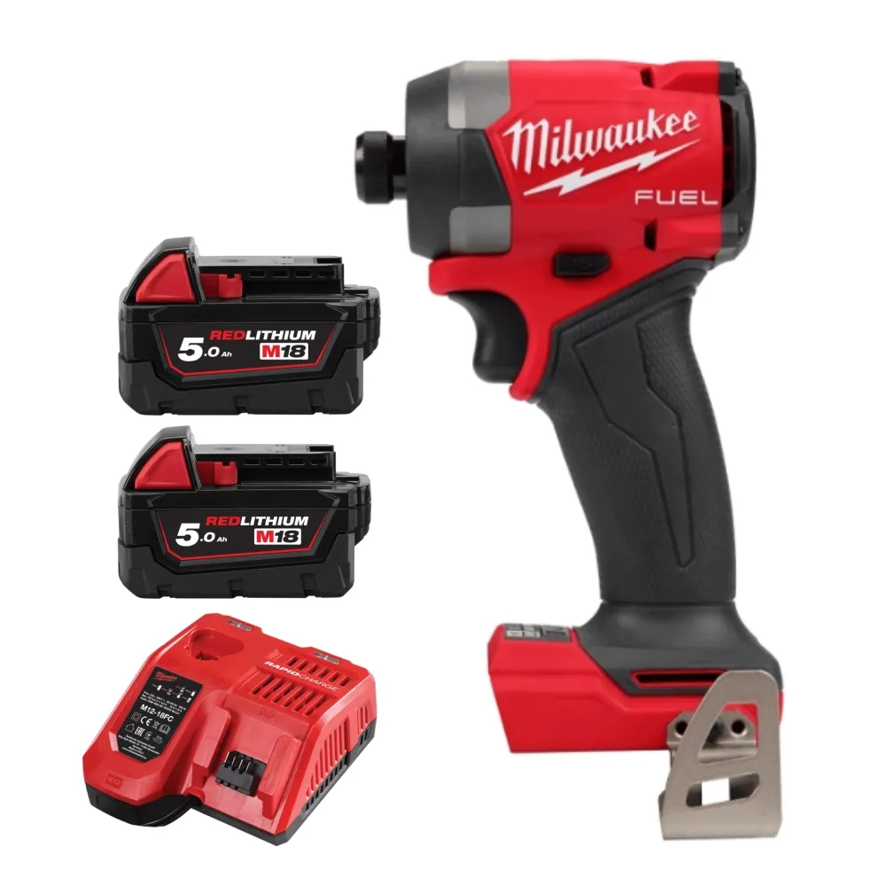 【Milwaukee 美沃奇】M18FID3 18V 無刷衝擊起子機 電鑽(M18 FID3 主機+雙5.0電池+充電器)