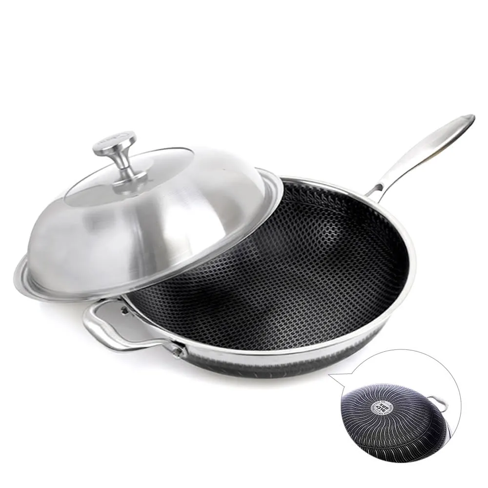 【MASIONS 美心】維多利亞Victoria 皇家316不鏽鋼複合黑晶鍋炒鍋34cm(IH爐 電磁爐適用)
