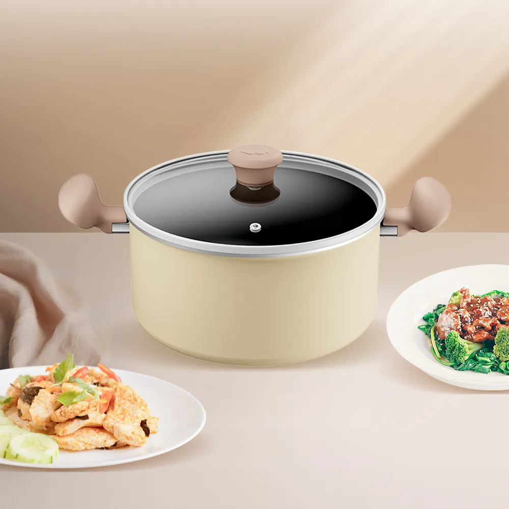 【Tefal 特福】Daisy系列24CM不沾鍋雙耳湯鍋-加蓋(IH爐可用鍋/電磁爐適用)