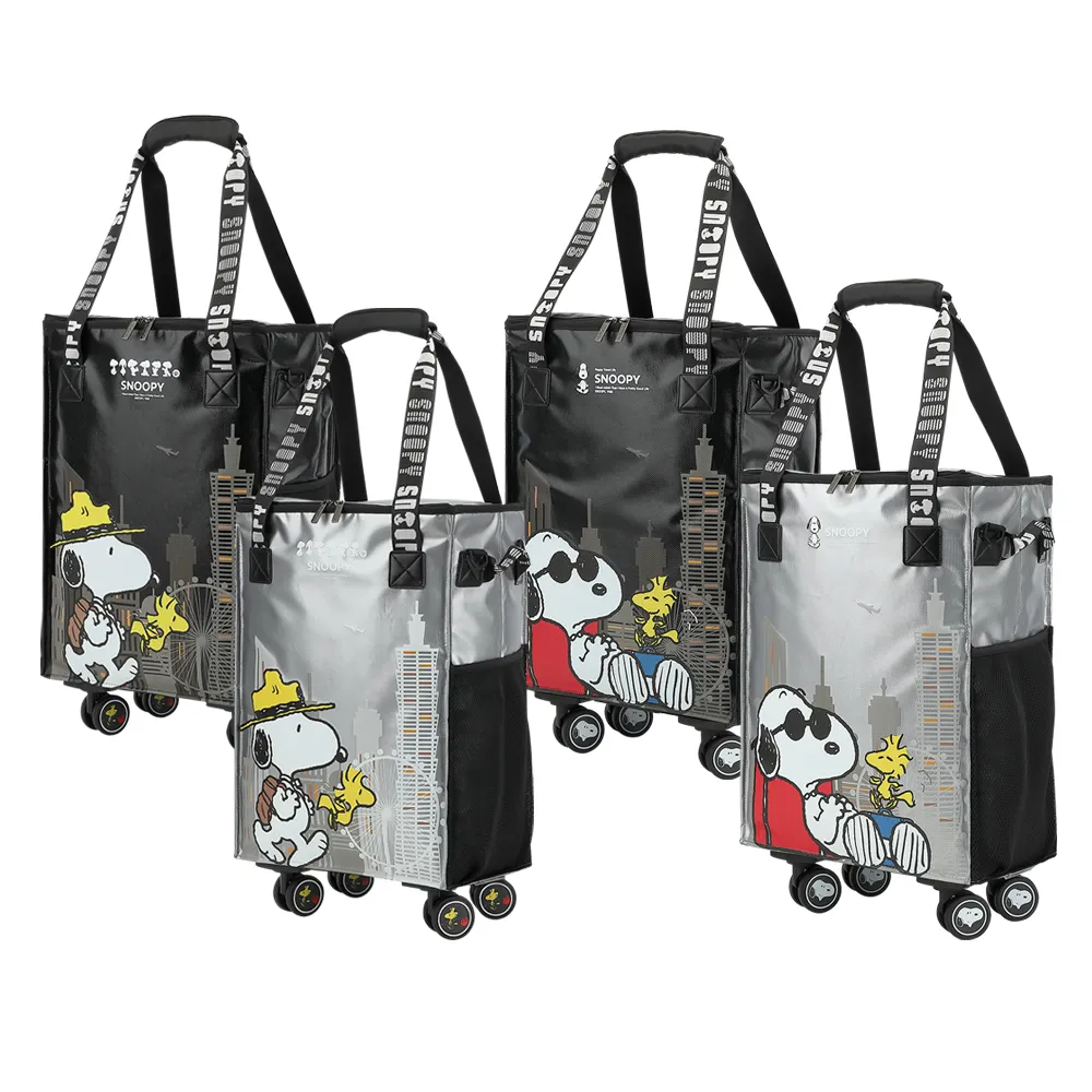 【SNOOPY 史努比】拖輪旅行袋/購物袋-(輪子可拆卸/可登機/保溫保冰)-多款任選