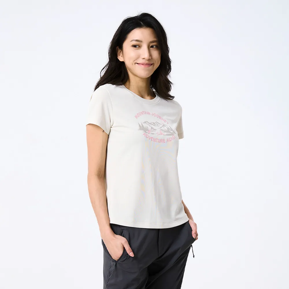 【ADISI】女UPF50+防曬抑菌短袖排汗衣 AL2611070 象牙白 S-2XL｜抗UV 吸濕排汗 防臭 彈性 上衣