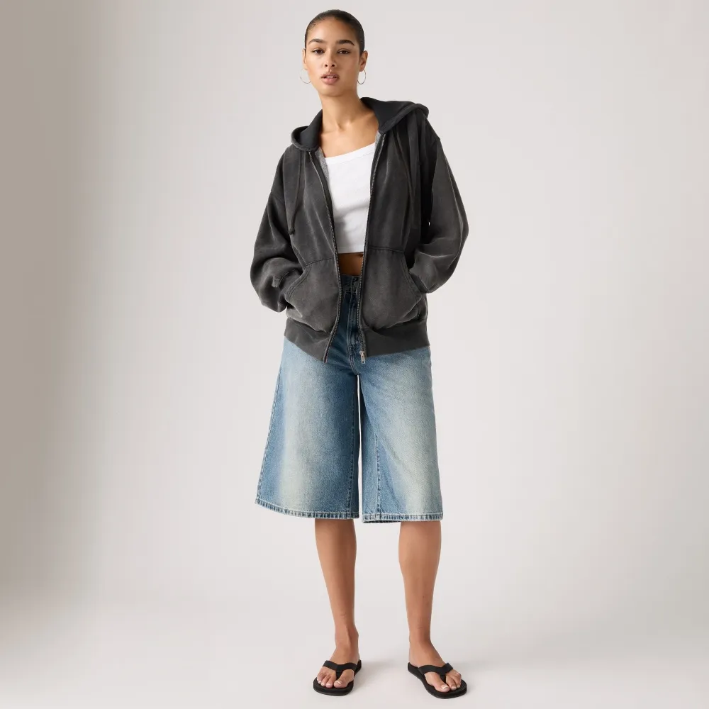 【LEVIS】ROSE朴彩英同款 復古寬鬆拉鍊連帽外套 / 黑  女生上衣 人氣新品 00ATW-0000