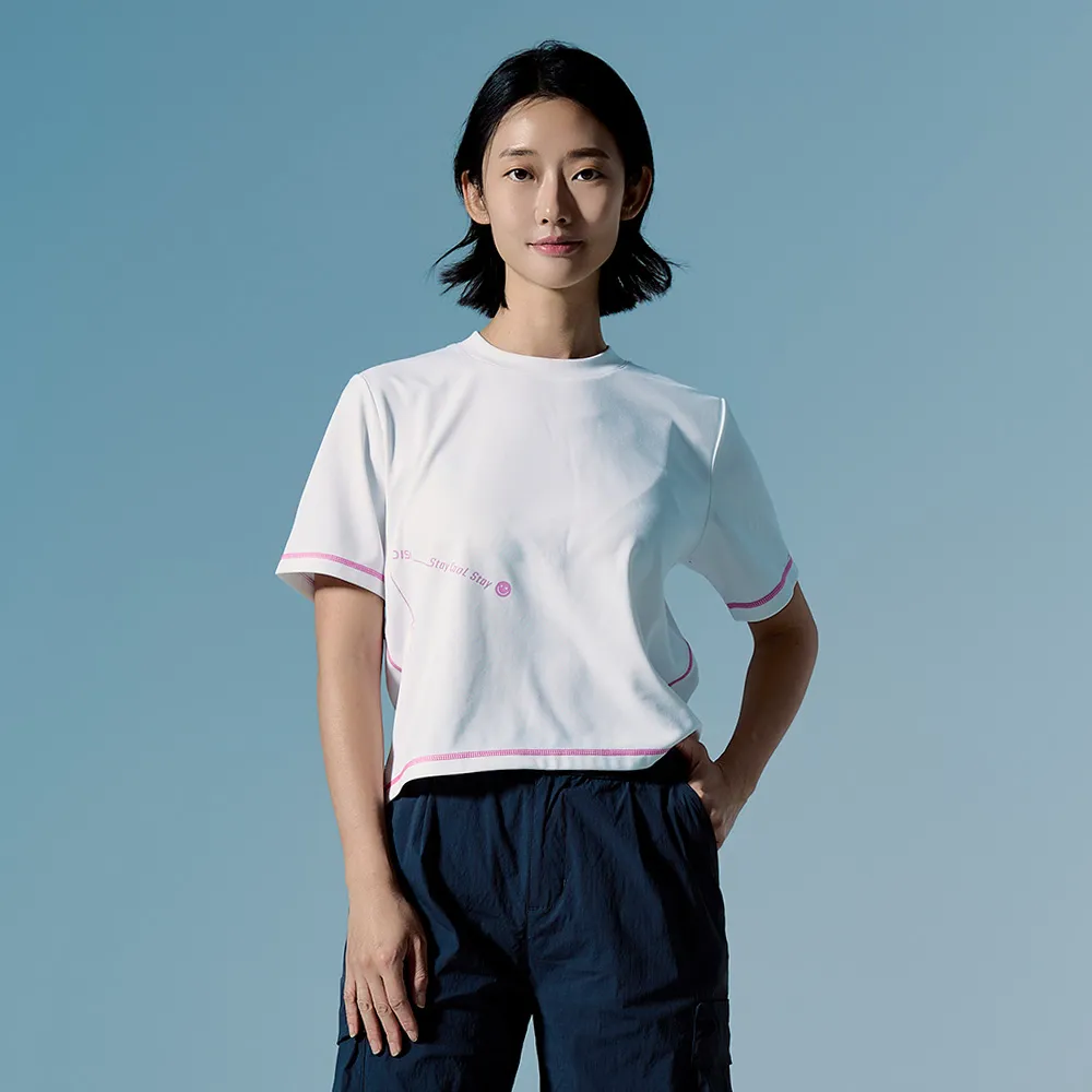 【ADISI】女高效降溫速乾寬版短袖T AL2611103 晨白 M-2XL｜涼感 UPF50+ 抗UV 吸濕排汗 快乾 彈性 排汗衣