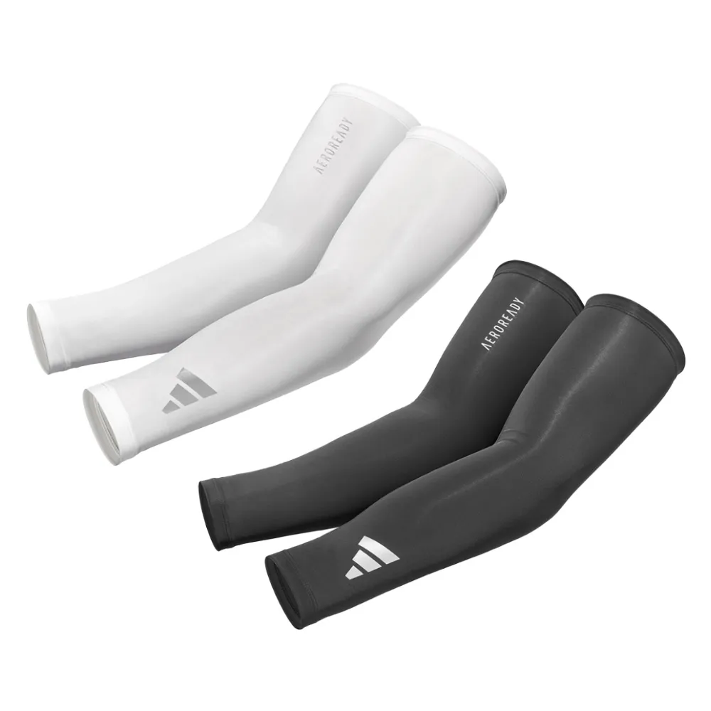 【adidas 愛迪達】吸濕排汗壓縮袖套(黑/白)