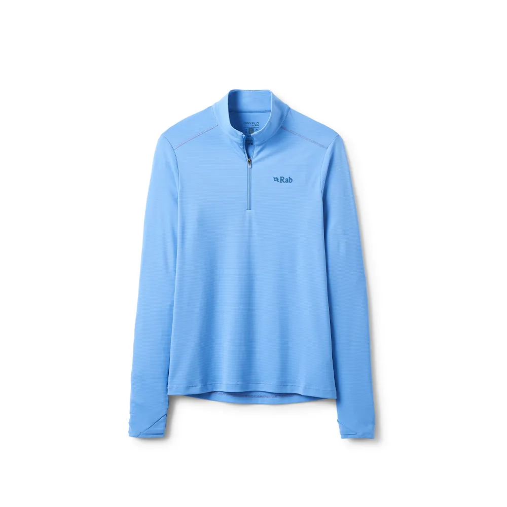 【RAB】Force LS Zip Wmns 長袖防曬抗臭立領半拉鍊排汗衣 藍知更鳥 女款 #QCC40