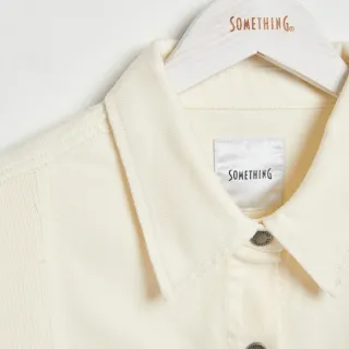 【SOMETHING】女裝 異材質拼接外套(米白色)