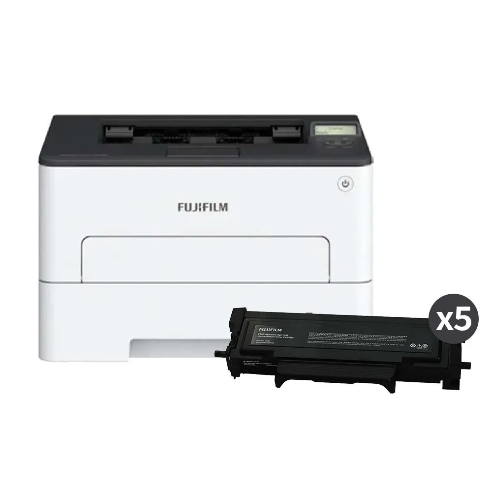 【FUJIFILM 富士軟片】搭5組高容黑碳粉★ApeosPort Print 3410SD A4黑白雷射無線印表機