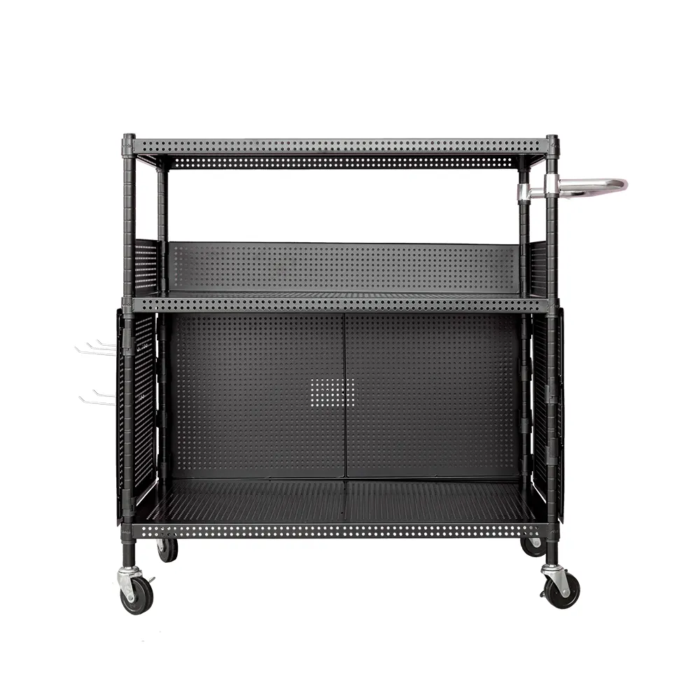 【dayneeds 日需百備】極致美學 90x45x90公分三層沖孔推車旗艦組(沖孔推車/微波爐架/層架/鐵架)