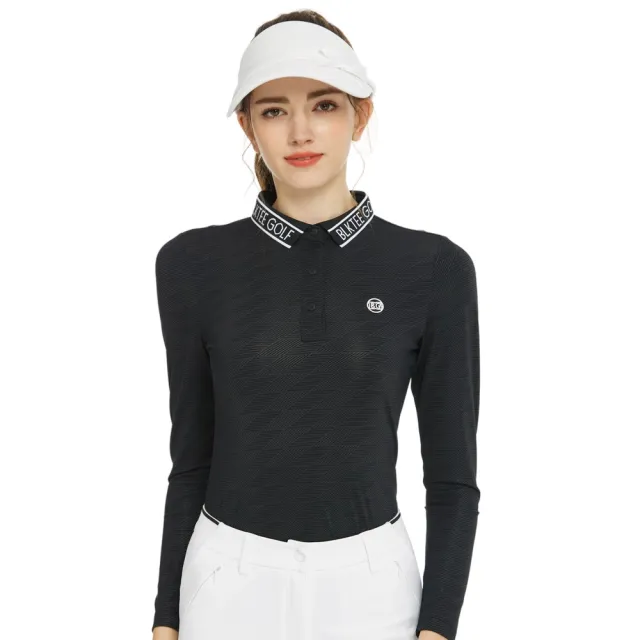 【BLKTEE GOLF】出清特價 針織緹花領長袖上衣(高爾夫長袖衣 golf球衫)