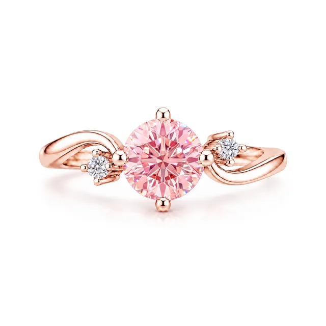 【Alesai 艾尼希亞】粉紅鑽石 1克拉 14K 玫瑰金 鑽戒 培育鑽石 (3EX 車工 FANCY VIVID PINK 彩鑽)