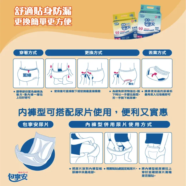 【包寧安】棉柔護膚 復健易拉褲M(10片*8包/箱)