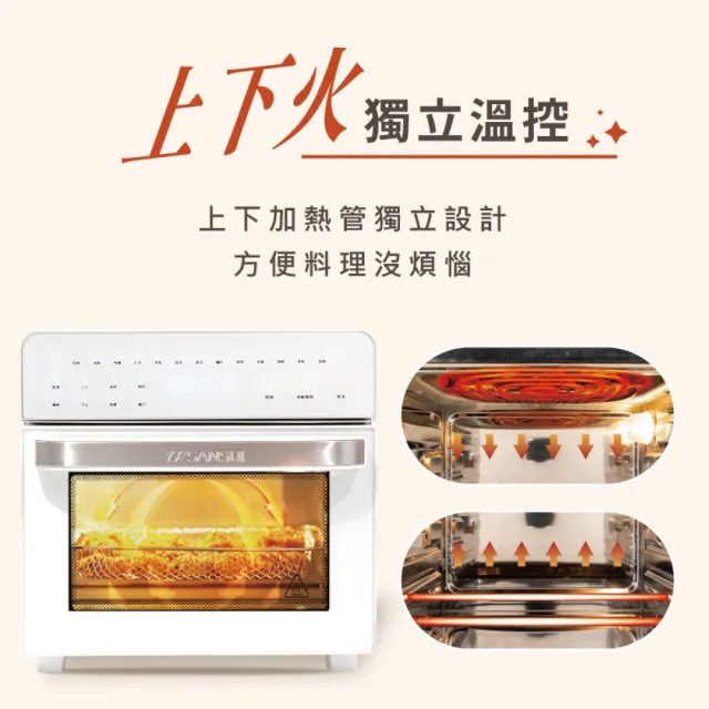 【SANSUI 山水】15L旋風溫控智能氣炸烤箱 標配組 (SAF-588)氣炸鍋/吐司機/果乾機/大容量/安全斷電/99購物節