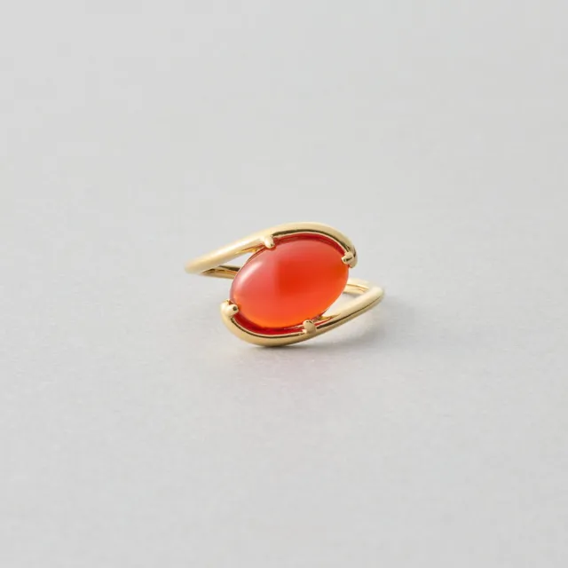 【Jouete】〔Gem〕摩登紅玉髓不對稱線條戒指(金色)
