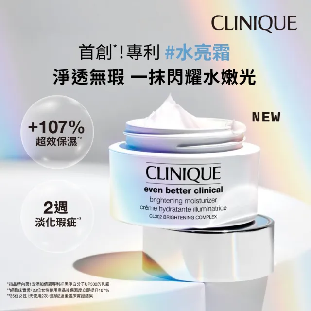 【CLINIQUE 倩碧】超激光勻淨無瑕美肌水亮組(超激光勻淨白保濕輕乳霜50ml/水亮霜)
