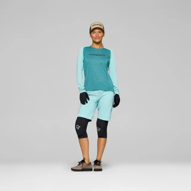 【NORRONA】fjora equaliser lightweight 長袖圓領上衣 女款 (光環紅/布列塔尼藍+水霧藍/鯨魚灰+淺駝色)