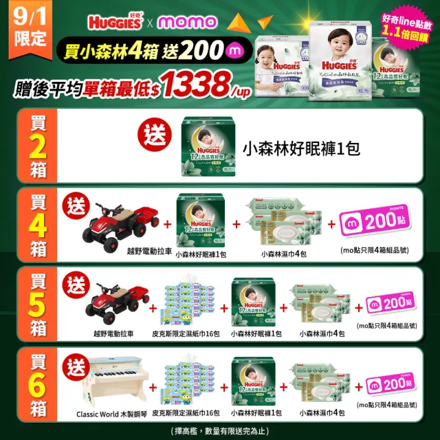 特談★【HUGGIES 好奇】小森林尿布 好動褲 M-XXXL/黏貼型 M-XL/好眠褲 L-XXL(紙尿褲/尿布/4箱)