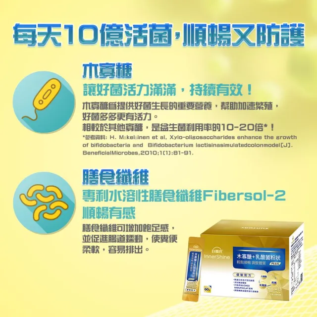 【白蘭氏】官方直營 木寡醣+乳酸菌粉狀 優敏配方 5盒(共300入 益生菌 膳食纖維)