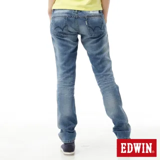 【EDWIN】女裝 COOL 雙面穿窄管直筒褲(石洗藍)