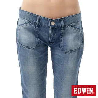 【EDWIN】女裝 COOL 雙面穿窄管直筒褲(石洗藍)