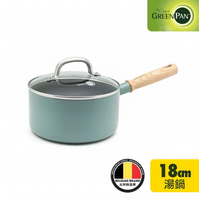【GreenPan】PADOVA 24cm陶瓷平底鍋+Mayflower 18cm陶瓷單柄湯鍋(加蓋)