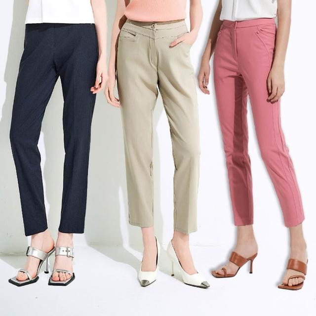 【TOWN’WEAR 棠葳】休閒素色口袋修身長褲 三款任選 (女下身/女下著/素色/腰頭彈性/直筒褲/M-2L)