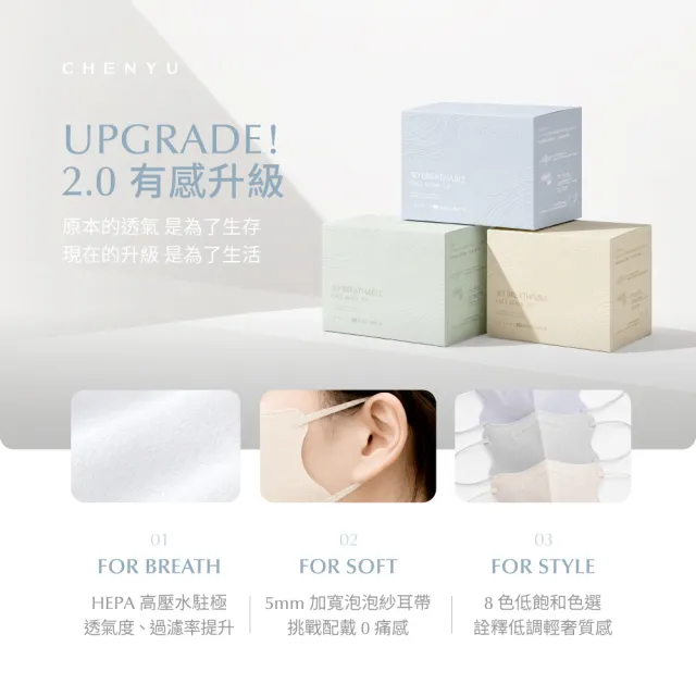 【辰昱】CHENYU辰昱 3D立體極透氣2.0醫療口罩_30入單片裝/共三盒(全新2.0核心雙升級/含鼻樑壓條/透氣親膚)