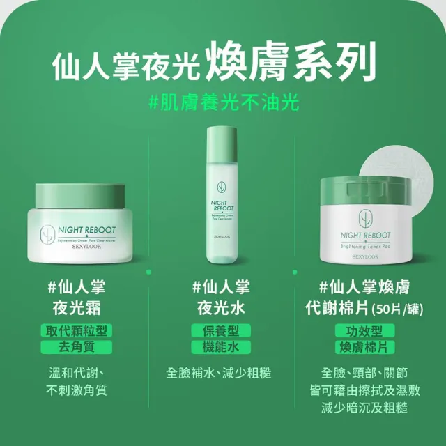 【SEXYLOOK 西西露】仙人掌夜光霜＆棉片囤貨4入組(夜光霜X2＋棉片X2)#煥膚#面膜#韓國製造