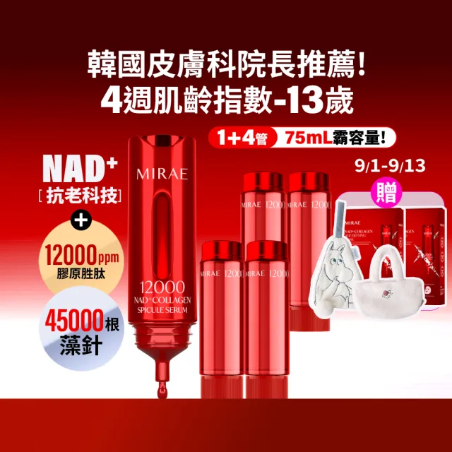 【MIRAE 未來美】專業院線NAD+膠原逆齡精華 75mL囤貨組 (精華*1+補充管*4) 抗老