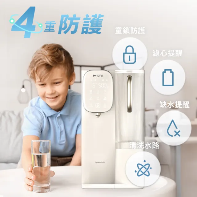 【Philips 飛利浦】RO冰溫熱瞬熱式濾淨飲水機ADD6912CW-米色(主機內含濾芯)