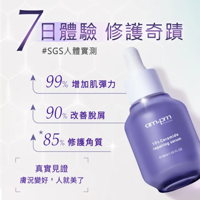 【ampm 牛爾】10%神經醯胺修護精華30mlx3(醫美必備/敏感修護/舒緩乾癢)