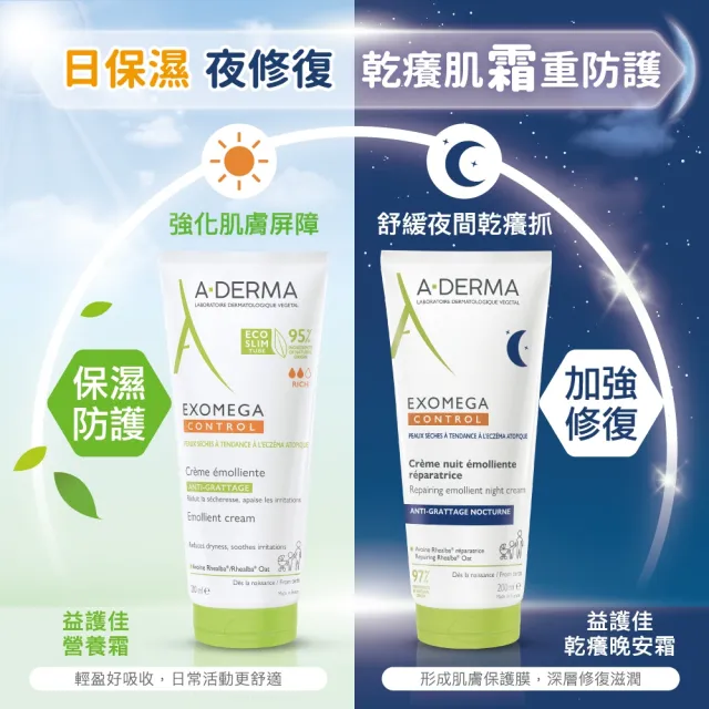 【A-DERMA 艾芙美】官方直營 益護佳日夜晚安霜組合