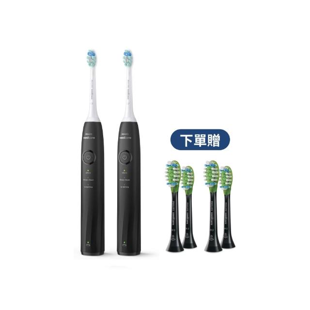 【Philips 飛利浦】momo獨家 HX5070/01 Sonicare舒適清潔音波電動牙刷2入-黑(2026新品/壓力感應/官方直營)
