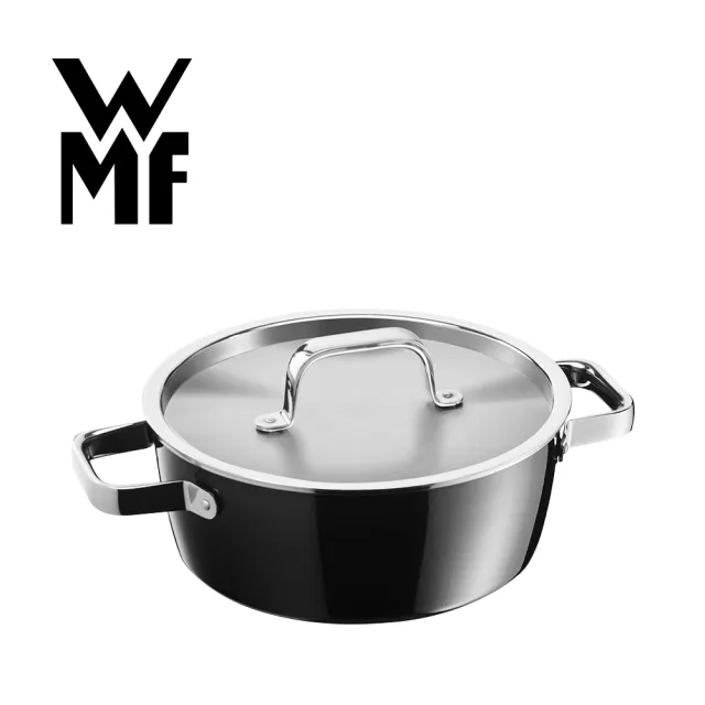 【WMF】德國製 Fusiontec Aromatic 低身湯鍋 22cm 3.1L(黑色/陶晶鍋) IH爐/電磁爐/瓦斯爐適用