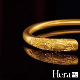 【HERA 赫拉】龍躍鳳鳴古法沙金手鐲 H115083106(龍躍鳳鳴 古法 沙金 手鐲)